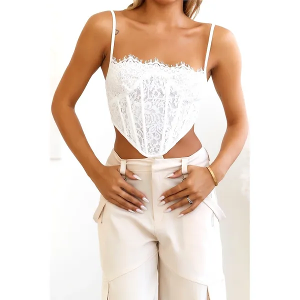 Hello Molly No Apologies Lace Corset Top Womens 8 White Bridal Coquette Romantic - Image 3
