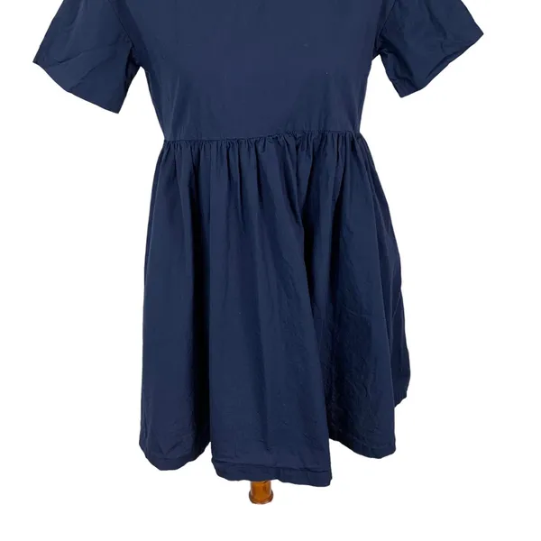 Hello Navy Fit And Flare Dress 6‎ Short Sleeve Back Zip Cottagecore Retro - Image 3