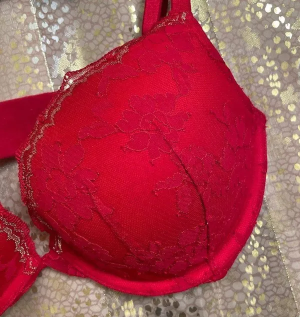 Victoria’s Secret Dream Angels Red Gold Lace Push Up Bra 32DD - Image 4