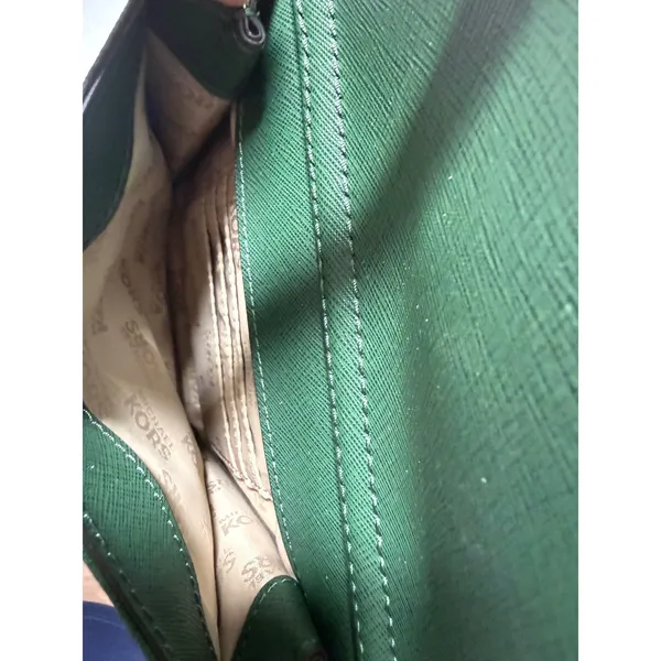 Michael Kors Voyager Medium Top Zip Tote Dark Green Saffiano Leather Handbag - Image 14