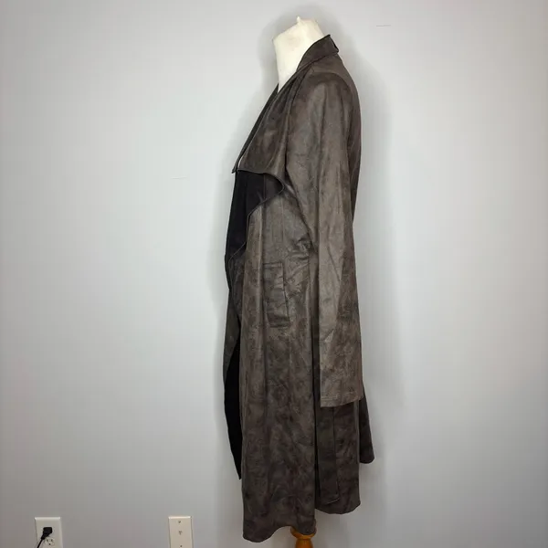 Windsor - Brown Chic Impression Faux Suede Belted Trench Coat - Image 7