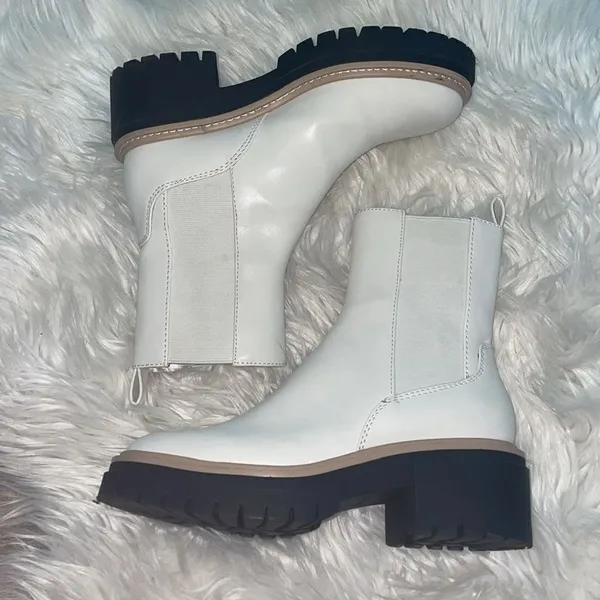 Open Edit Ivory Women's White Mya Lug Sole Chelsea Boot - Image 4