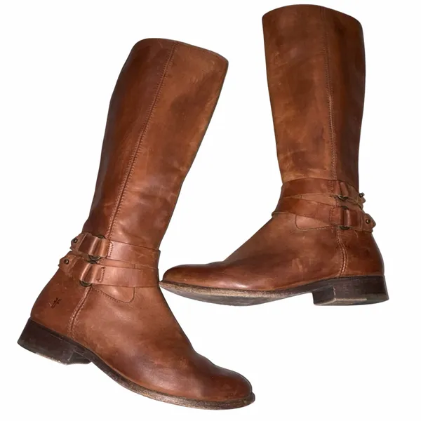 Frye Brown Leather Melissa Belted Tall Boots 7 - Image 6