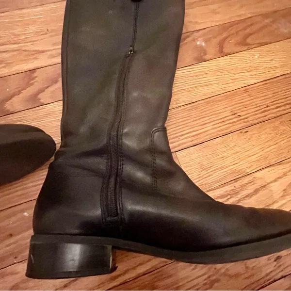 INC International Concepts Fawne Black Leather Knee-High Riding Boots Size 7 - Image 5