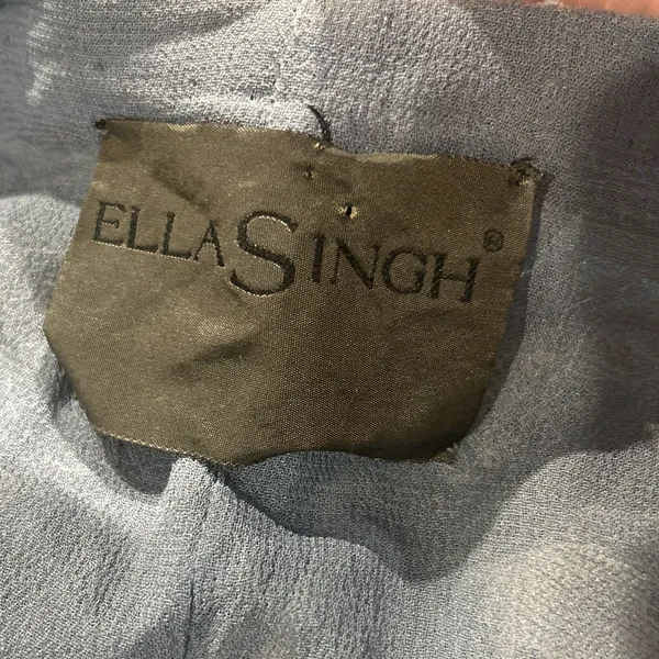 Ella Singh Vest Womens Large Beaded Sequins Silk Festival Boho Blue Cream Heavy - Image 2