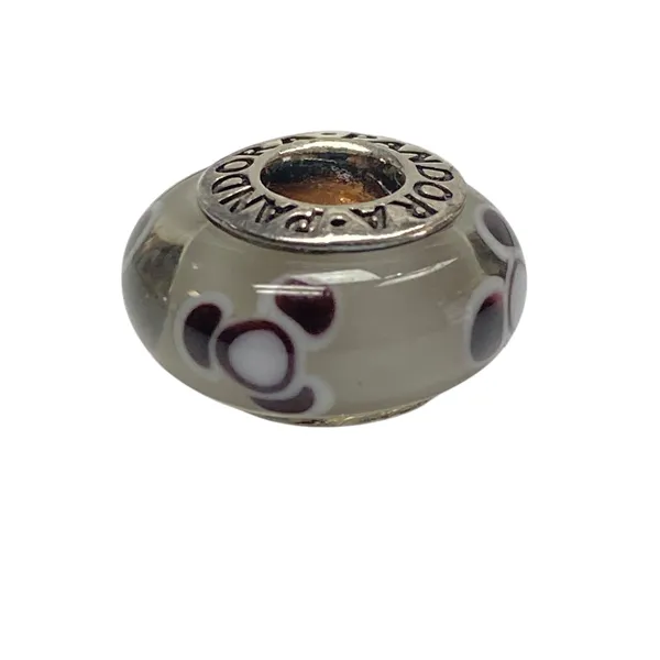 Pandora Sterling Silver Murano Glass Charm Bead Flower Pattern 925 ALE - Image 2