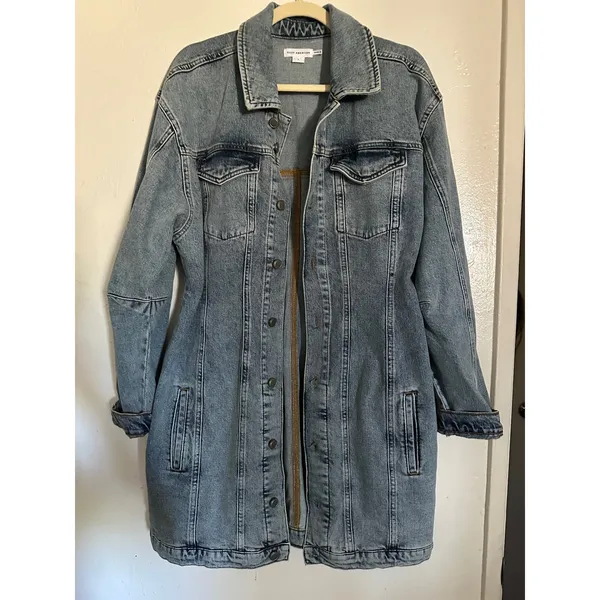 Good American Barrel Long Sleeve Denim Mini Dress Indigo‎ Wash L - Image 6