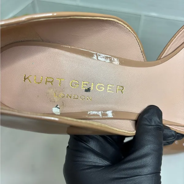 Kurt Geiger London Nude Patent Leather Pointed Toe Kitten Heels Women’s Size 7 - Image 4