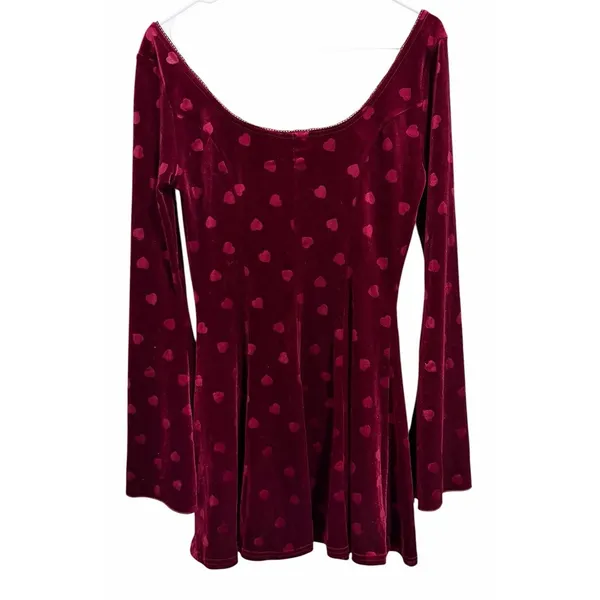 Dolls Kill Sugar Thrillz Valentine Wish Mini Dress Burgundy Women'S Size‎ Medium - Image 2