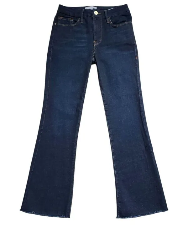 Frame Le Crop Mini Boot Jeans Womens 25 Blue Denim Fray Raw Hem Stretch - Image 2