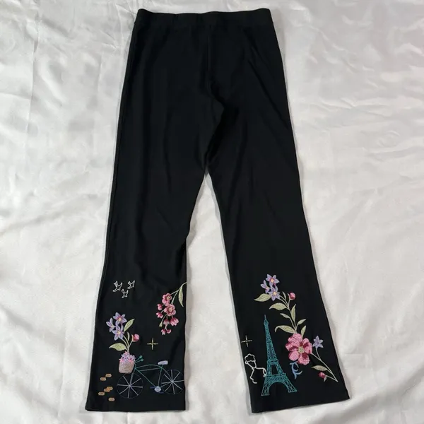 NWT‎ Johnny Was M Embroidered Paris France Leggings Art To Wear Boho Fairycore - Image 9