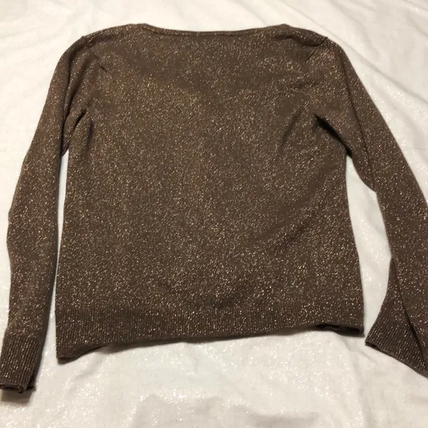 LOFT Brown Glitter Cardigan M - Image 7
