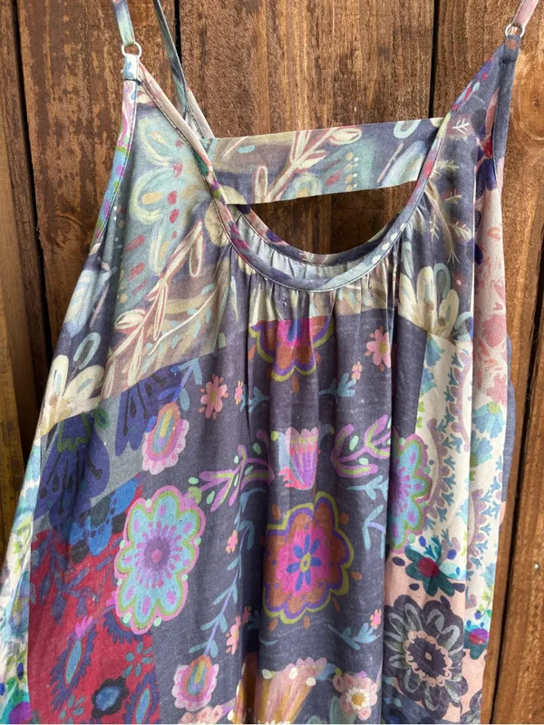 Natural Life Blue Floral Patchwork Lizzie Midi Dress - Image 6