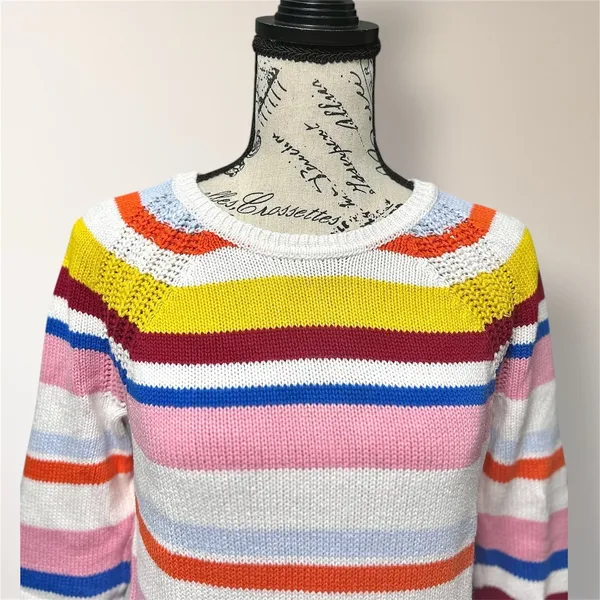GAP Womens‎ XS Multicolor Stripe Cotton Knit Crewneck Sweater Pullover Preppy - Image 3