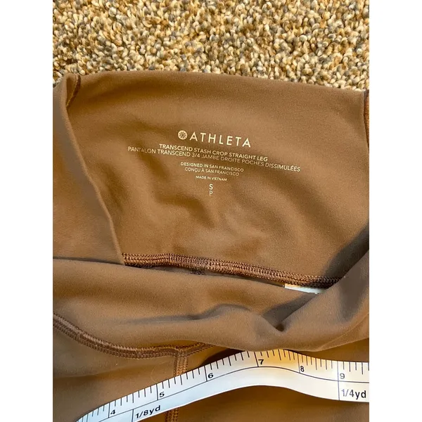 Athleta Transcend Stash Crop Straight Leg Brown Leggings. Size Small - Image 4