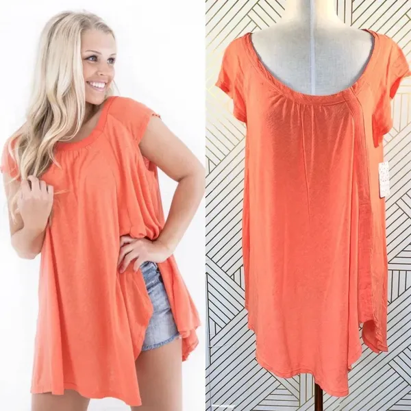 Free People Keep it Casual Tee‎ in Coral Coast - Image 2