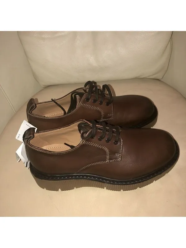 ZARA Unisex Brown Loafers Chunky sole & heel real Leather office-wear preppy 9.5 - Image 3