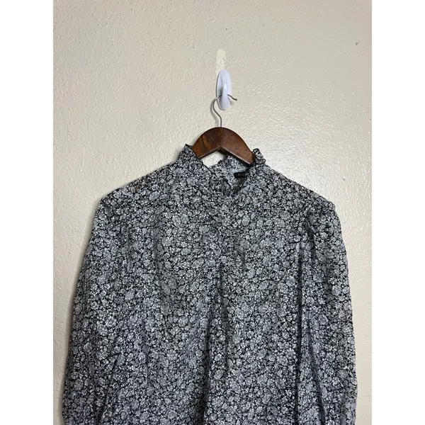 Maje Lilanaise Floral Sheer Ruffle Neck Long Sleeve Top Size 2 US Medium - Image 2