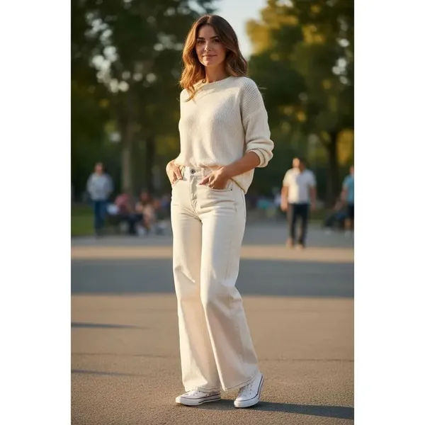 ✨Cloud Ten Asymmetrical Off White Sz Small Denim✨ - Image 2