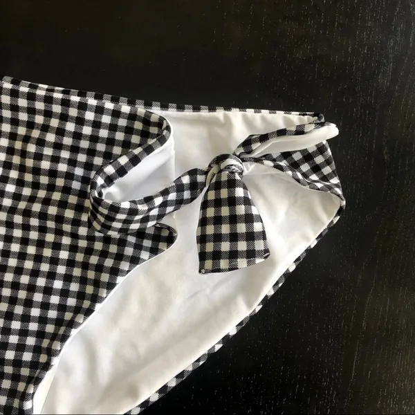 BONGO Womens Black White Gingham Bikini Bottom Side Tie Juniors NEW XL - Image 4