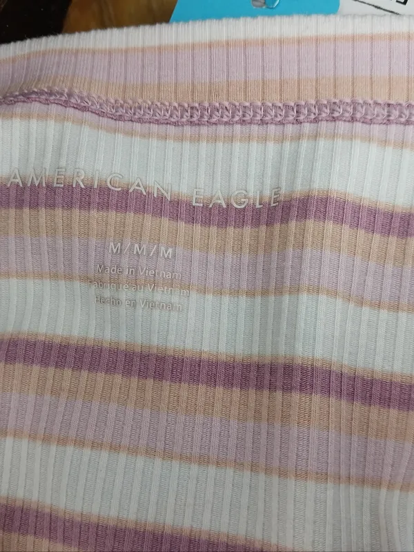 American Eagle Outfitters Pink & White Striped Ribbed Y2K 90's Cami - Image 6