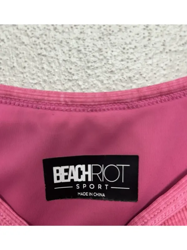 Beach Riot Sport Cropped Tank Top Small Pink Ribbed Built In Bra Beach Anna - Image 5