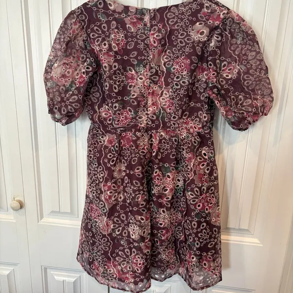 Altar'd State Burgundy Eyelet Floral‎ Dress Size Large - Image 3