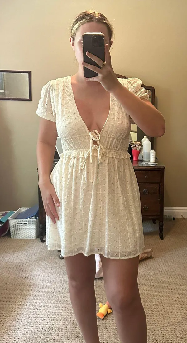 Le lis Tie Front Cream Polka Dot Dress - Image 3
