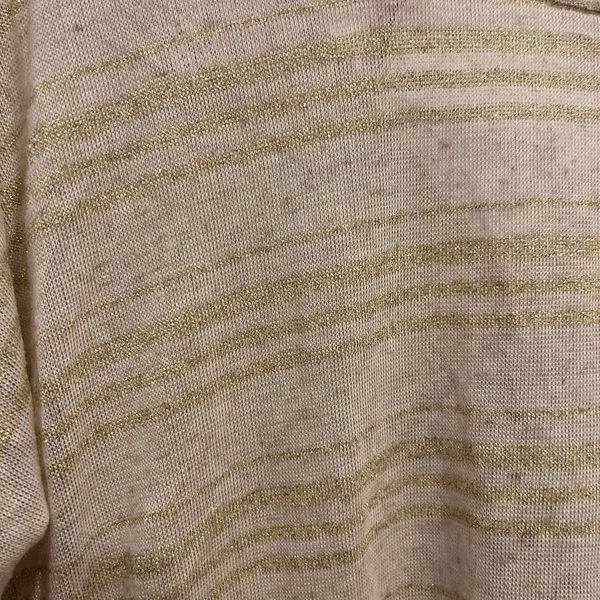 Tea N Rose Womens Gold Metallic Striped Ruched Back Top Cream‎ Large Festival - Image 3