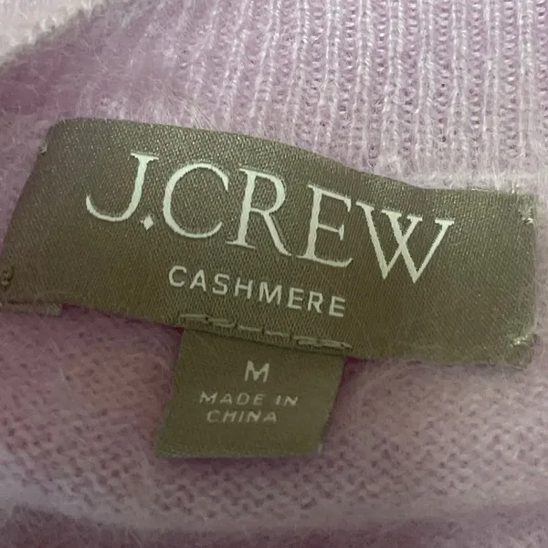 J.Crew Cashmere Women's Purple Lilac Long Sleeve Crop Knit Sweater Top Size M - Image 4