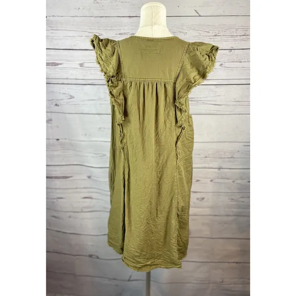 Anthropologie Pilcro Flutter Sleeve Button Front Tunic Dress Women’s Large - Image 4