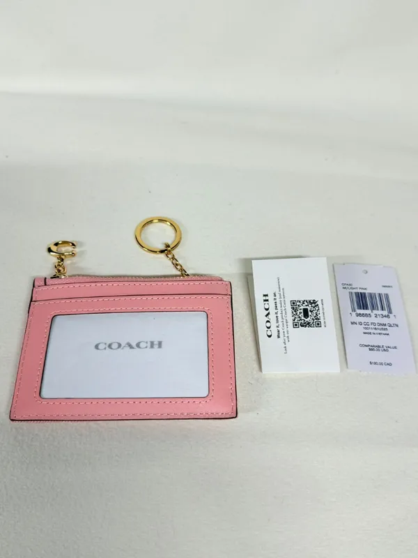 coach Mini Skinny Id Case In Loved Denim With Quilting And Charm cfa30 - Image 7