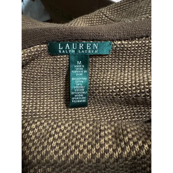 Lauren Ralph Lauren Brown Textured Tweed Knit Midi Skirt Size M Flare Hem - Image 3