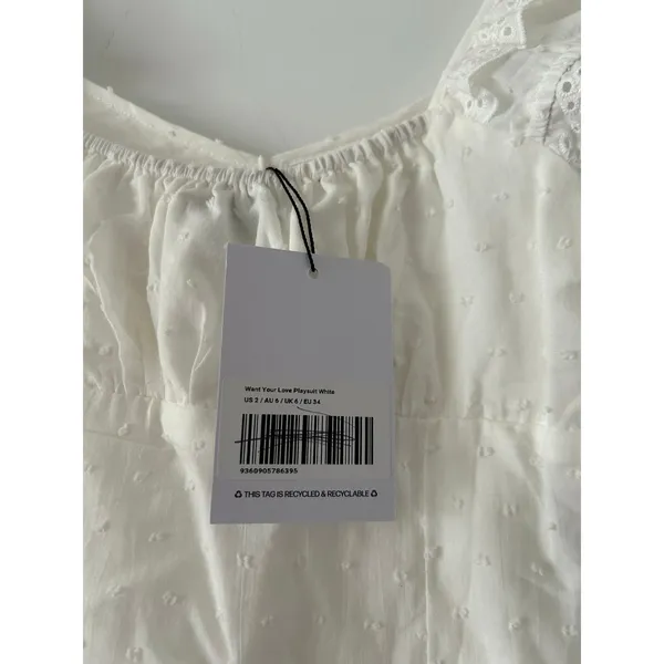 Princess Polly Want Your Love Babydoll White Lace Playsuit NWT Size 2 - Image 7