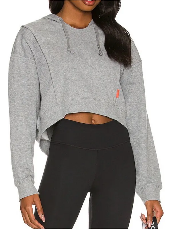 Nike Dri-Fit Ribbed Cotton Fleece Lounge Cropped Training Hoodie size large - Image 2