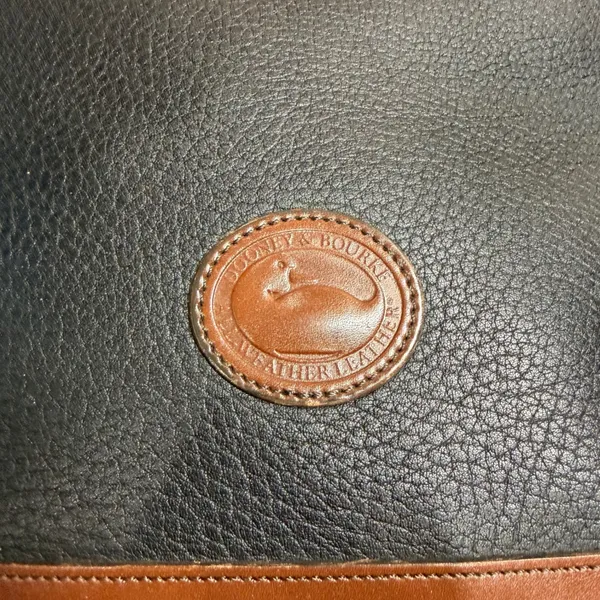Vintage Dooney & Bourke All Weather Leather Hobo Bag Black‎ Brown Made in USA - Image 2