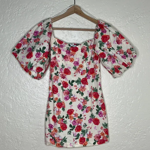 Zara Caroline Floral Puff Sleeve Dress Romantic Garden‎ Party Women XS - Image 5
