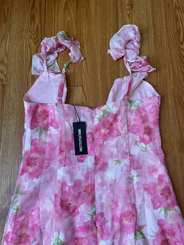 Pretty Little Thing floral tie front frill maxi dress - Image 16