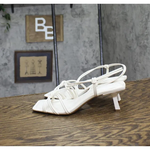INC International Concepts Womens Nahari Dress Sandals Heels White Smooth 8M - Image 2