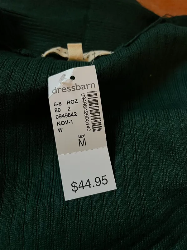 Dress Barn Retrology Sz M Green‎ Stretch Open Cardigan Sweater Long Sleeves - Image 4