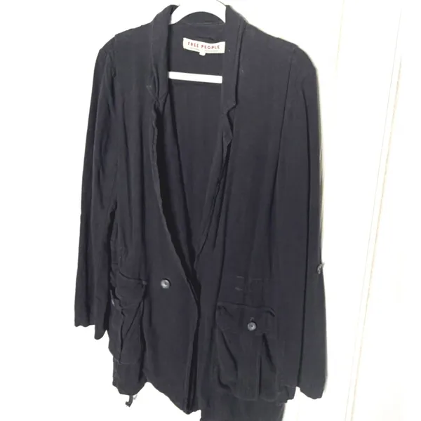 Free People Black Utility Charly Blazer Jacket Double Breasted Cargo Pocket L - Image 5