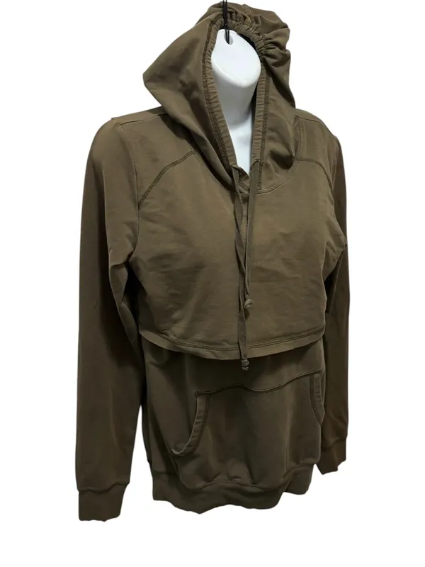 Latched Mama Nursing Hoodie Sz M Olive Green Pouch Pocket Stretch Long Sleeve - Image 4
