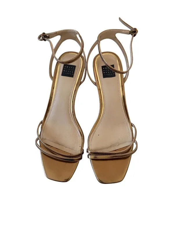 WHITE HOUSE BLACK MARKET WHBM Gold Metallic Sandals Heels Size 7 - Image 7
