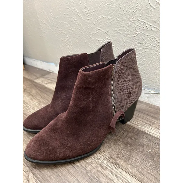 Vionic Anne Suede Ankle Boots Size 10 Brown Preppy Heeled Booties - Image 6