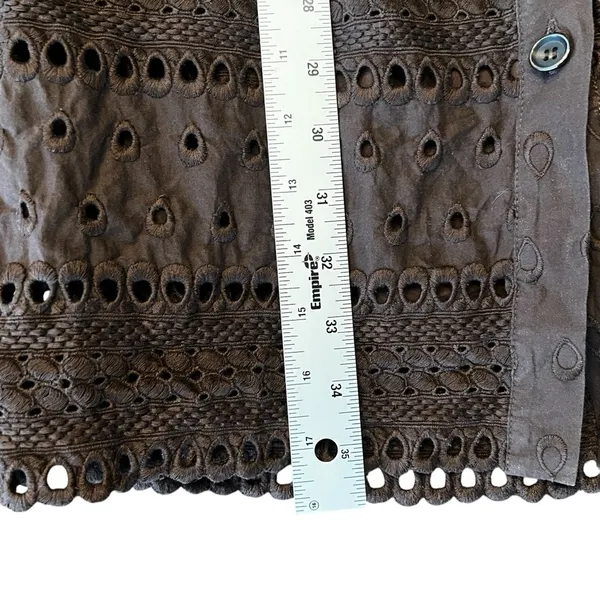 Antonio Melani Brown Cotton Sleeveless V-Neck Eyelet A-Line Dress Sz 2 - Image 8