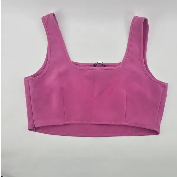 Sincerely Jules Crop Top Womens Medium Pink Square Neck‎ Side Zip Sleeveless - Image 4