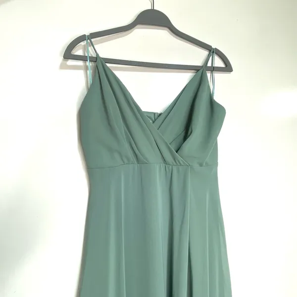 Birdy Grey Sea Glass Green Kaia Chiffon Maxi Bridesmaid Dress L - Image 13