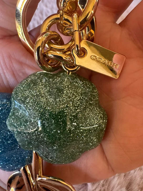 Coach Tea Rose Flower Bag Charm Key Ring - Image 6