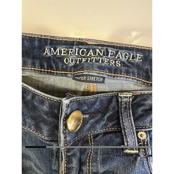 American Eagle Skinny Jeans Women’s 10 Long Blue Super Stretch Denim MidRise - Image 3