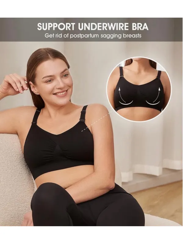 NEW 3 Pk Full Bust Seamless Nursing Maternity Bras Bralette XL - Image 7
